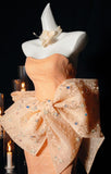 Ndyad Orange Strapless Mermaid Tulle Prom Dresses Glam Bow Evening Gowns HZ1024