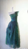 Ndyad Forest Green One Shoulder A-Line Chiffon Party Dress HZ1024