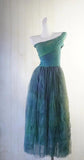 Ndyad Forest Green One Shoulder A-Line Chiffon Party Dress HZ1024