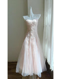Ndyad Pink Spaghetti Straps A-Line Tulle Long Prom Dresses Birthday Evening Dress Gowns HZ1024