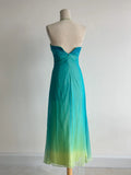 Ndyad Gradient Turquoise Halter Neck Chiffon Sheath Prom Dresses Vintage Party Dress HZ1024