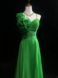 Ndyad Bud Green A-Line Chiffon Long Prom Dresses Vintage Formal Evening Gowns HZ1024
