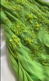 Ndyad Bud Green Spaghetti Straps Bodycon Beaded Chiffon Short Prom Dresses Vintage Party Dresses with Appliques HZ1024