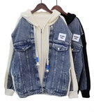 Ndyad patchwork hooded zip-up cardigan jacket HZ1024