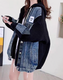 Ndyad patchwork hooded zip-up cardigan jacket HZ1024