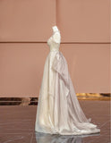 Ndyad Champagne V-neck A-Line Beaded Tulle Long Prom Dresses Formal Evening Gowns HZ1024