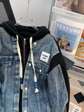 Ndyad patchwork hooded zip-up cardigan jacket HZ1024