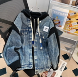 Ndyad patchwork hooded zip-up cardigan jacket HZ1024