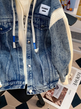 Ndyad patchwork hooded zip-up cardigan jacket HZ1024