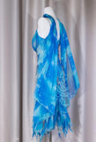 Ndyad Blue Spaghetti Straps Sheath Chiffon Beaded Short Prom Dresses HZ1024