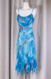 Ndyad Blue Spaghetti Straps Sheath Chiffon Beaded Short Prom Dresses HZ1024