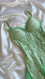 Ndyad Green Spaghetti Straps A-Line Lace Chiffon Short Prom Dresses HZ1024