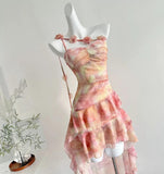 Ndyad Pink One Shoulder Chiffon Hi-Lo Party Dress HZ1024