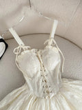 Ndyad Off-white Spaghetti Straps A-Line Lace Short Prom Dresses Homecoming Dresses HZ1024