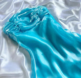 Ndyad Blue Satin Strapless A-Line Prom Dresses Birthday Evening Dresses HZ1024