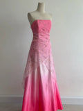 Ndyad Gradient Pink Strapless A-Line Satin Prom Dresses Vintage Beaded Evening Gowns HZ1024