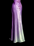 Ndyad Purple V-neck Mermaid Satin Backless Prom Dresses Formal Evening Gowns HZ1024