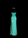 Ndyad Blue Glitter Chiffon Sweetheart Sheath Prom Dresses Formal Evening Gowns with Ruffles HZ1024