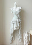 Ndyad Spaghetti Straps Chiffon Hi-Lo Party Dress Short Prom Dresses HZ1024