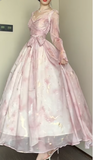 Ndyad Pink V-neck A-Line Chiffon Party Dresses HZ1024
