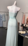 Ndyad Light Green Strapless Bodycon Chiffon Prom Dresses Simple Formal Evening Gowns HZ1024