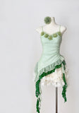 Ndyad Green Spaghetti Straps Bodycon Lace Tulle Short Prom Dresses Homecoming Dresses HZ1024