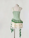 Ndyad Green Spaghetti Straps Bodycon Lace Tulle Short Prom Dresses Homecoming Dresses HZ1024