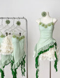 Ndyad Green Spaghetti Straps Bodycon Lace Tulle Short Prom Dresses Homecoming Dresses HZ1024