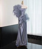 Ndyad Strapless Sheath Satin Prom Dresses Formal Evening Gowns HZ1024