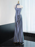 Ndyad Strapless Sheath Satin Prom Dresses Formal Evening Gowns HZ1024