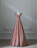 Ndyad Pink Sweetheart Neck A-Line Sequin Long Prom Dresses Formal Evening Gowns HZ1024