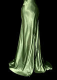 Ndyad Green V-neck Satin Mermaid Long Prom Dresses Vintage Beaded Evening Dress HZ1024