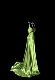 Ndyad Green V-neck Satin Mermaid Long Prom Dresses Vintage Beaded Evening Dress HZ1024