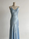 Ndyad Grey Blue Spaghetti Straps Mermaid Satin Beading Party Dress HZ1024