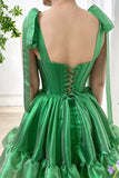 Ndyad Green Strapless A-Line Chiffon Short Prom Dresses Homecoming Dresses HZ1024