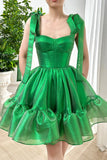 Ndyad Green Strapless A-Line Chiffon Short Prom Dresses Homecoming Dresses HZ1024