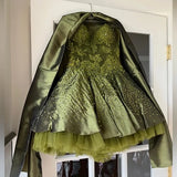 Ndyad Dark Olive Green Sweetheart Neck A-Line Satin Tulle Short Prom Dresses Homecoming Dresses HZ1024
