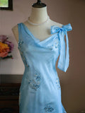Ndyad Blue Asymmetric Neck Bodycon Chiffon Beading Short Prom Dress Evening Gowns HZ1024
