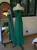 Ndyad Green Spaghetti Strap Sheath Chiffon Prom Dress Elegant Evening Gowns HZ1024