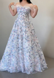 Ndyad White Off-the-shoulder A-Line Tulle Long Prom Dresses Elegant Wedding Dress with Appliques HZ1024