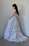 Ndyad White Off-the-shoulder A-Line Tulle Long Prom Dresses Elegant Wedding Dress with Appliques HZ1024