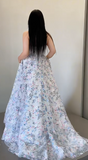 Ndyad White Off-the-shoulder A-Line Tulle Long Prom Dresses Elegant Wedding Dress with Appliques HZ1024