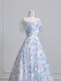 Ndyad White Off-the-shoulder A-Line Tulle Long Prom Dresses Elegant Wedding Dress with Appliques HZ1024
