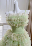 Ndyad Green Strapless A-Line Tulle Lace Short Prom Dresses Homecoming Dress HZ1024