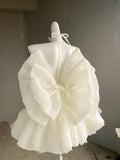 Ndyad Off-White Strapless A-Line Tulle Short Prom Dresses Homecoming Dress HZ1024