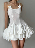 Ndyad White Spaghetti Straps A-Line Chiffon Short Prom Dresses Homecoming Dress HZ1024