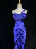 Ndyad Purple Sweetheart Mermaid Satin Long Prom Dresses Formal Evening Gowns HZ1024
