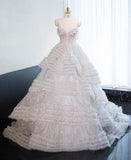 Ndyad White Sweetheart Neck A-Line Tulle Beaded Wedding Dresses HZ1024