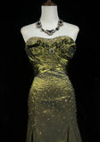 Ndyad Green Strapless Mermaid Beaded Satin Long Prom Dresses Formal Evening Gowns HZ1024