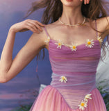 Ndyad Purple A-Line Spaghetti Straps Tulle Prom Dresses Formal Evening Gowns with 3D Appliques HZ1024